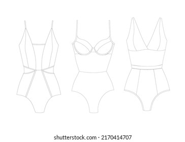 Set Bodysuit Vector Illustration Underwear Set Stock Vector (Royalty ...