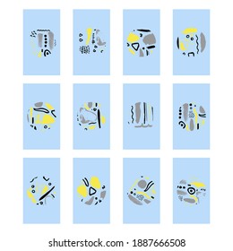 Set of bohemian abstract social media stories highlights. Boho story covers. Abstraction icons. Stock vector illustration.