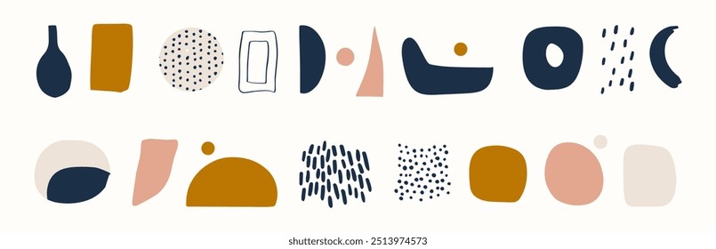 Conjunto de boho forma orgânica abstrata. mão desenhada doodle art. vetor blob