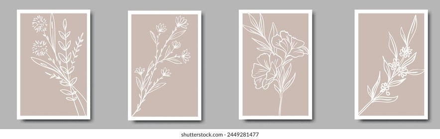 Set von Boho ästhetische abstrakte botanische Wandkunst