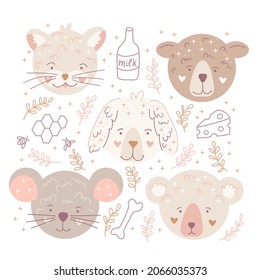 Set with boho animals head