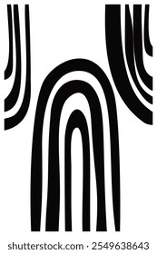 Conjunto de impressões boho art, formas pretas mínimas em bege. Criativa Meados do século geométrica minimalista artística pintada à mão composição. Cartazes vetoriais para decoração