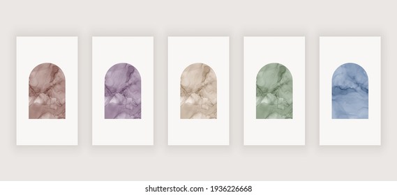 Set boho design backgrounds for social media stories. Wall art print
