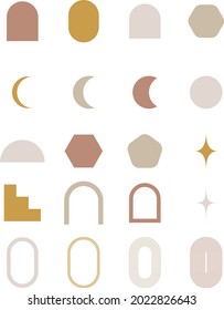 Set boho doodle geometric shapes. Modern vector illustration