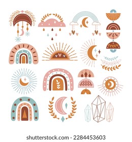 Set of boho element collection. Bohemian element decoration vector illustration.