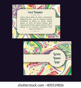 Set of boho leaves & paisleys card template designs, perfect for brochure covers, leaflets, flyers, cards and invitations. Doodle design.