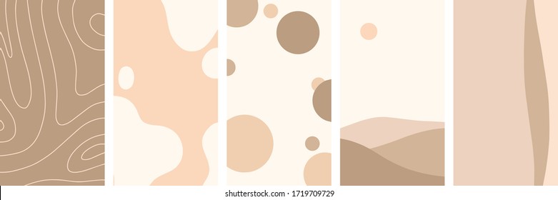 Set of boho mid century modern template background. Suitable for social media stories, story, roll banner, expandable banner, flyer and brochure.