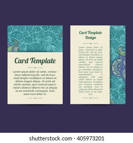 Set of boho paisley card template designs, perfect for brochure covers, leaflets, flyers, cards and invitations. Doodle design.