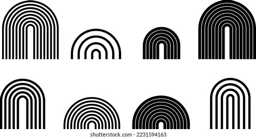 Set boho rainbow with black lines