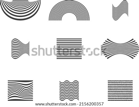 Set boho retro black lines shaps