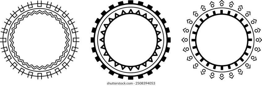 Set of  Boho Style Frames. Vector boho mandala design. Circle boho style. Abstract isolated Border circle design. Boho mandala. Border style design vector
