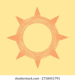 Set of boho sunrise and half sun rays line icons with hand drawn scribble texture. Vector collection of minimalist geometric sun logos, icons, and symbols in a rough sketch style. Organic imperfect lines create a natural bohemian aesthetic, ideal for branding, wall art, posters, social media, packaging, and modern spiritual design projects.