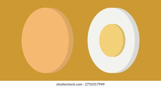 Conjunto de huevos hervidos, mitad, rebanadas aisladas fondo blanco.eps,10