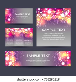 Set of bokeh backgrounds flyers with light pink colors, vector illustration
