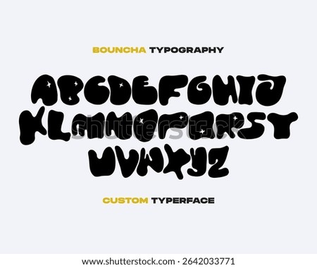 Set of bold alphabet letters custom font acid psychedelic typeset vector isolated editable