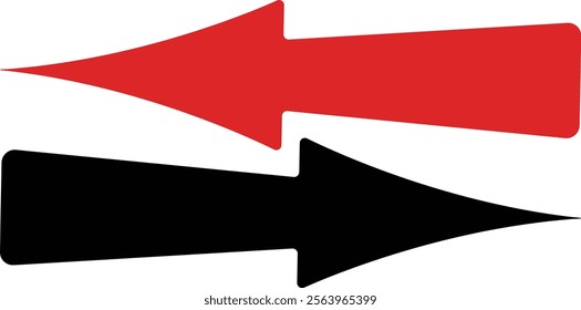 Set of bold arrows isolated on white background. Collection of pointers. Vector illustration