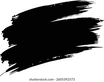 A set of bold black grunge brush strokes with rough textures and ink splatters. These hand-drawn brushstroke elements are ideal for artistic designs, abstract backgrounds, banners, posters