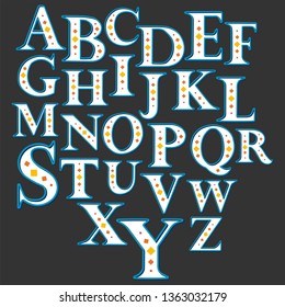 Set of bold, bright, serif letters. Font for   postcards, posters and stickers.