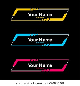 Set of Bold Colorful Nameplates with Customizable Text Design