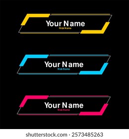 Set of Bold Colorful Nameplates with Customizable Text Design