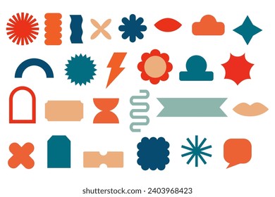 set of bold colorful retro badges vector illustration