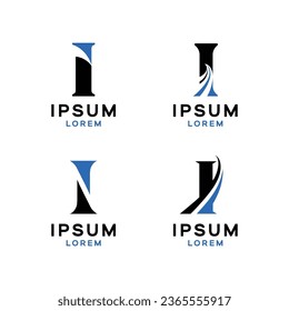 Set of bold and elegant letter I logo design template