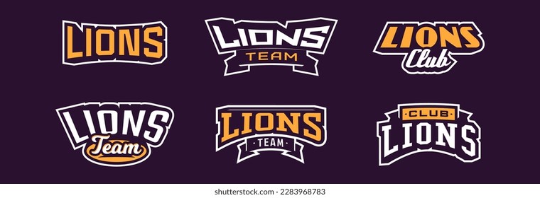 Un conjunto de tipos de letra negrita para el logotipo de la mascota de león. Colección de letras de estilo de texto para deportes, logo de la mascota leo, equipo deportivo, logo del club universitario. Tipo de letra en la cinta de opciones. Ilustración del vector aislada en el fondo