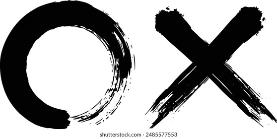 Set of Bold Hand-drawn X and O Marks