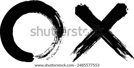 Set of Bold Hand-drawn X and O Marks