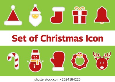 Set of Bold with Outline Christmas Icon. Christmas Holiday Icon. High Quality Vector Icon