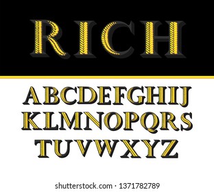 Set of bold serif letters. Font for postcards, posters and stickers.