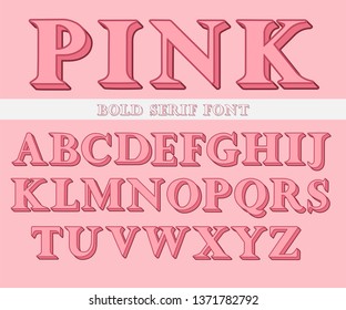 Set of bold serif letters. Font for postcards, posters and stickers.