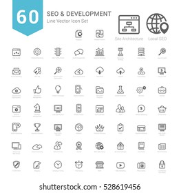 Set of Bold Stroke SEO and Development icons Vector Illustration