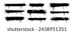 Set of bold and thick strokes with spray texture and ink drips. Vector spray paint shapes, horizontal banners. Graffiti style stripes with stain splash, airy ink strokes. Street art or urban style.