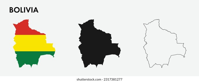 Mapa de Bolivia aislado en fondo blanco, diseño de ilustración vectorial