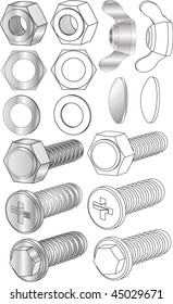 Set of bolts and nuts