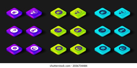 Set Bomb explosion, Magnet, Unknown search, Meteorology thermometer, Delicate wash and Electric plug icon. Vector