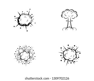 Set of bomb explosion vector logo icon illustration in flat design 