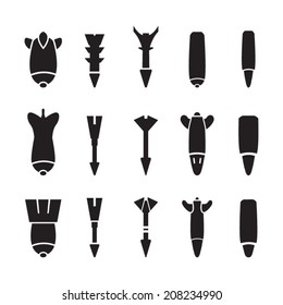 Set of bomb and rocket icons