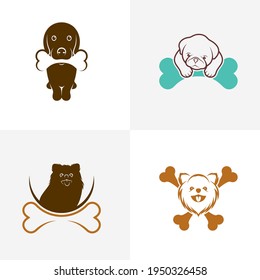 Set of Bone Dog logo design vector illustration, Creative Dog logo design concept template, symbols icons
