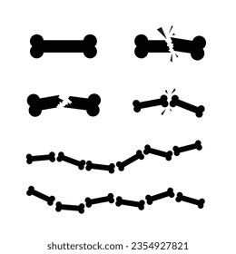 set of bone icons, illustrations of animal bones, meat bones