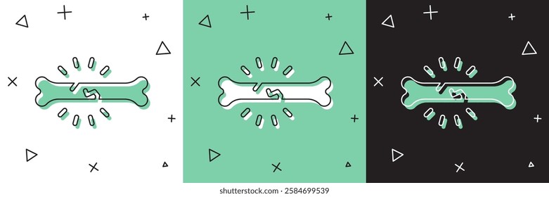 Set Bone pain icon isolated on white and green, black background. Orthopedic medical. Disease of the joints and bones, arthritis.  Vector