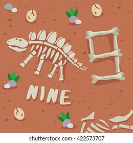 Set of Bone Shaped Numbers : Vector Illustration
