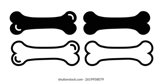 Satz von Knochen-Vektorsymbolen. Knochensymbol. Knochen für einen Hund. Welpenernährung. Vektor 10 EPS