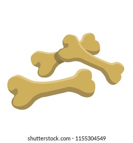 Set bones  Bones are edible for dogs  Pet toys  Dog toy Rubber bone  Modern vector flat design image isolated the white background 
