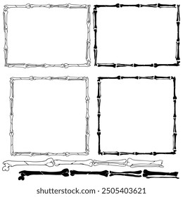 set of bones frames vector illustration black and white isolated background