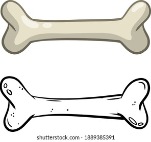 Set of bones. Part of the human skeleton. White dog Toy. Vector Cartoon and flat illustration