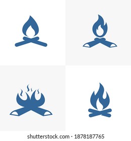 Set of Bonfire logo design vector template, Outdoor logo design concept, Icon symbol