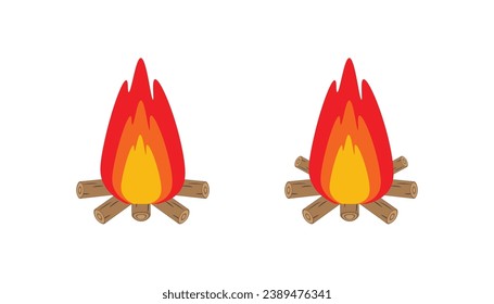 set of bonfires isolated on white background