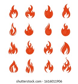 Set of bonfires. Vector illustration.